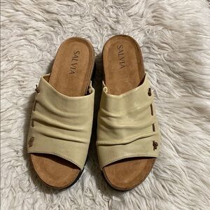 Salvia Blake‎ Womens Platform Slide
Wedge Comfort Sandal Size 39/40 EU 
Leather